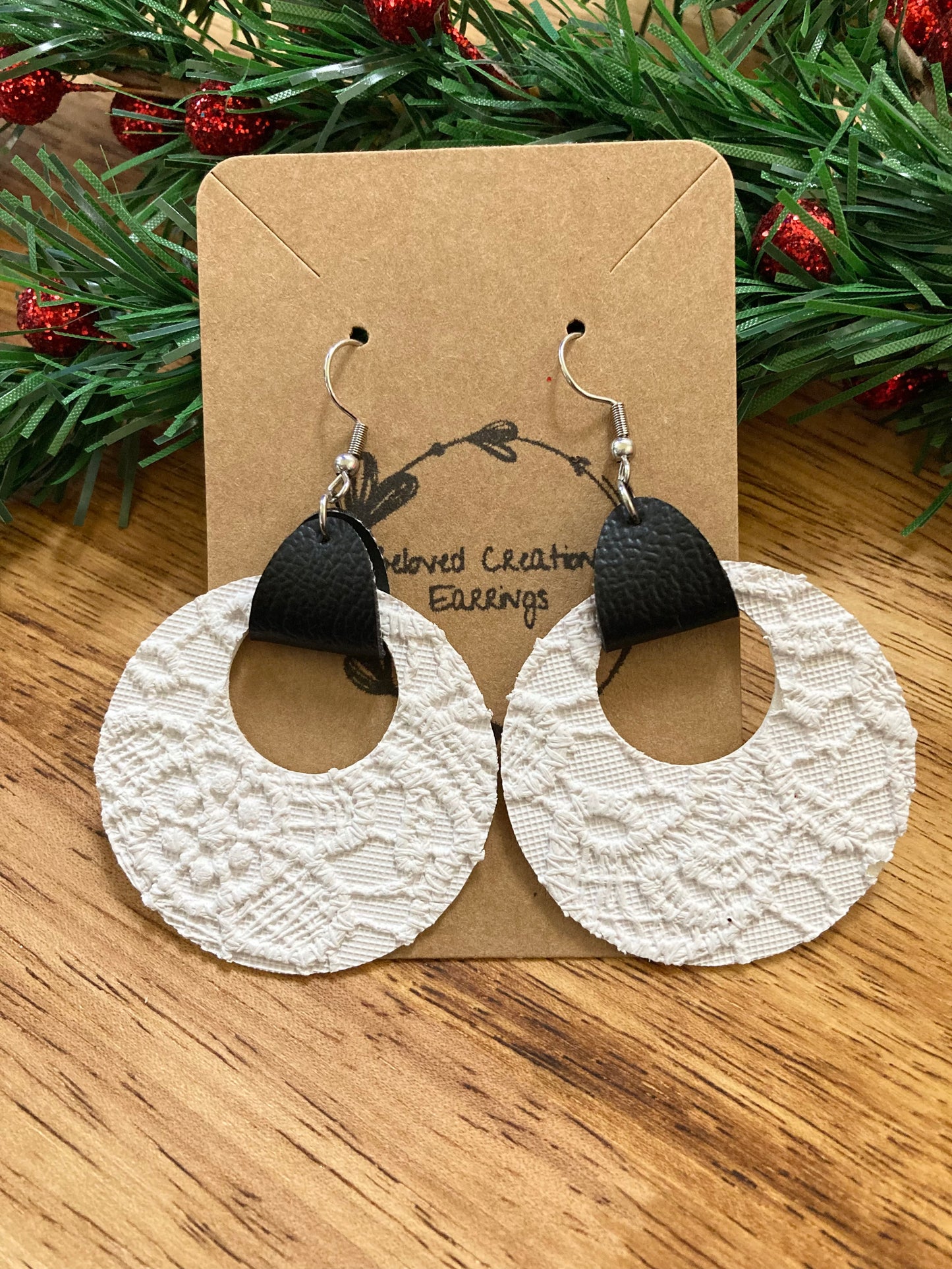 White Lace Hoop Earrings