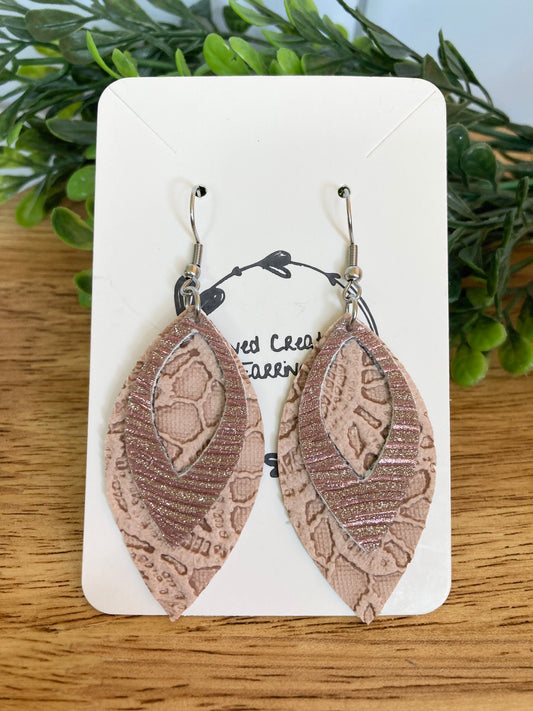 Pink Glitter and Lace Earrings
