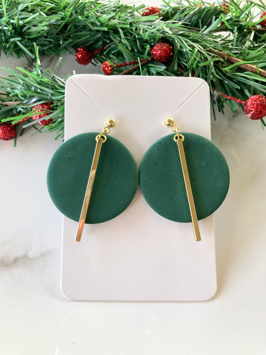 Clay Green Circle Earrings