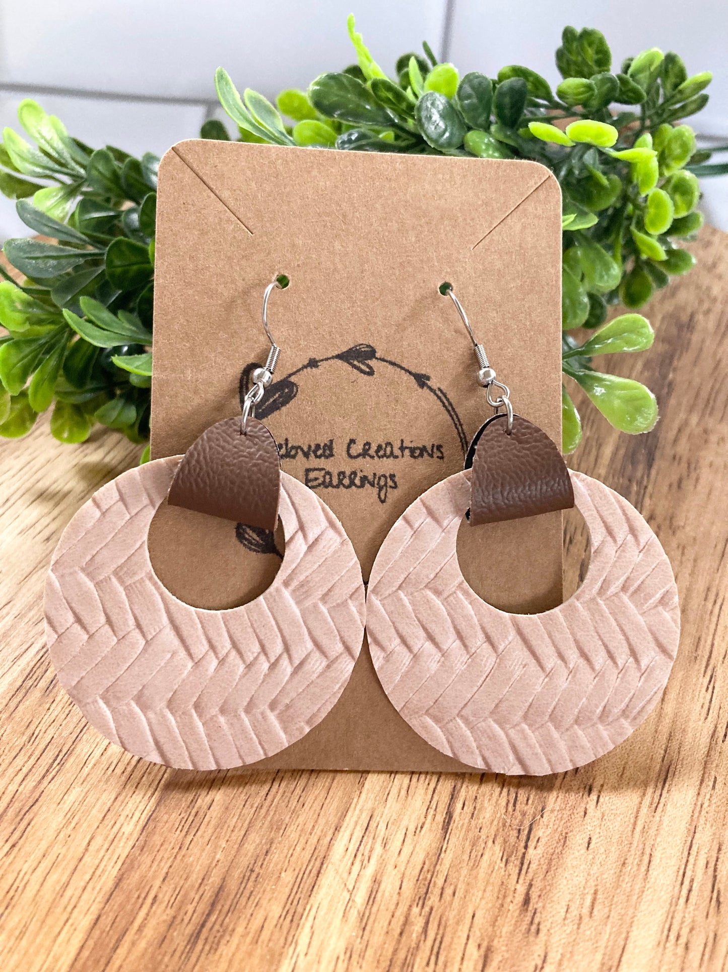 Tan Leather Hoop Earrings