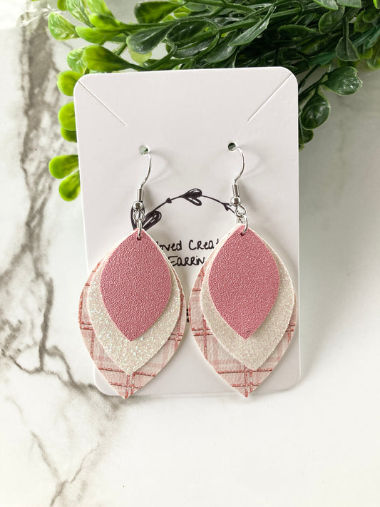 Pink Plaid Earrings
