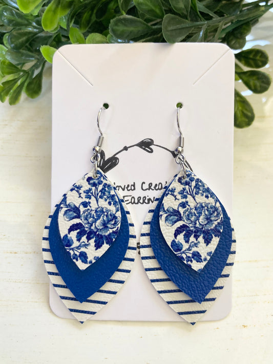 Blue Floral Earrings