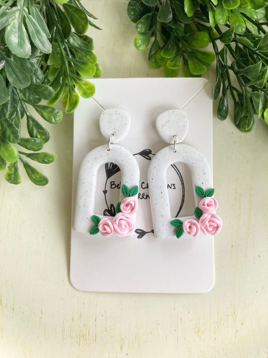 Spring Rose Clay Earrings