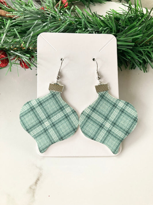 Blue Green Plaid Ornaments