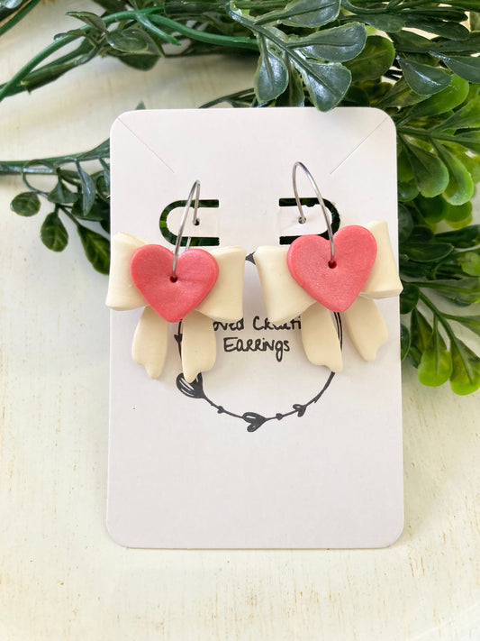 Valentine’s Day Clay Bow Earrings
