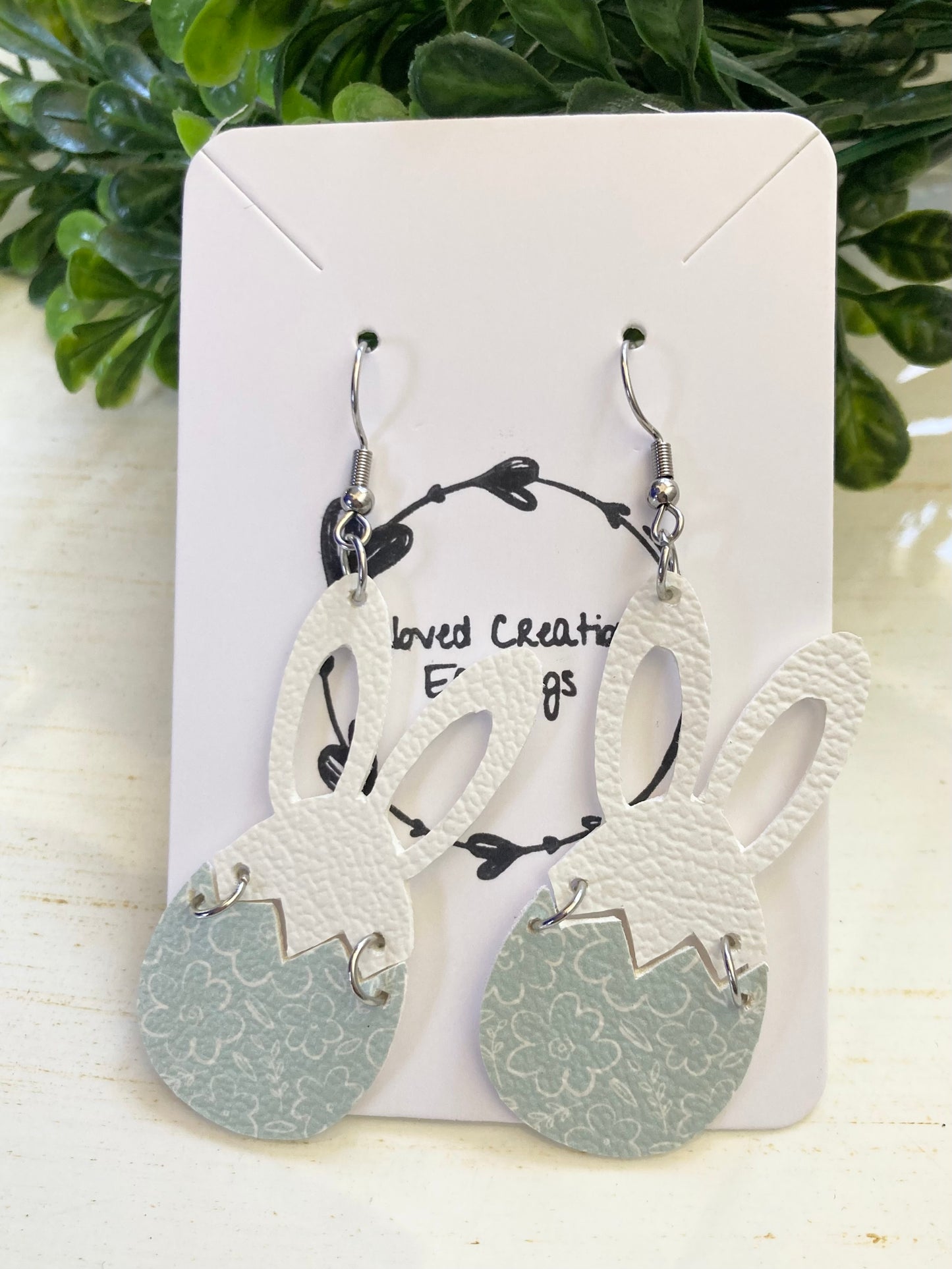 Floral Egg Bunny Earrings