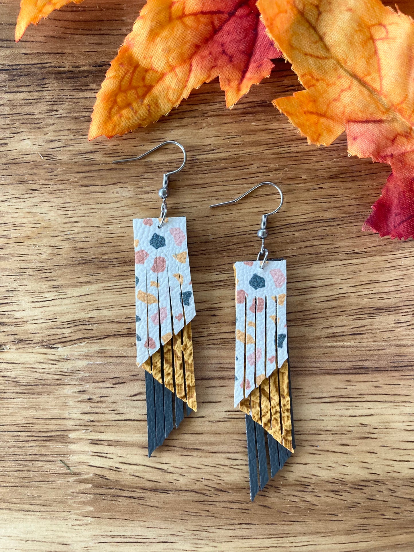 Fall Terrazzo Fringe Earrings