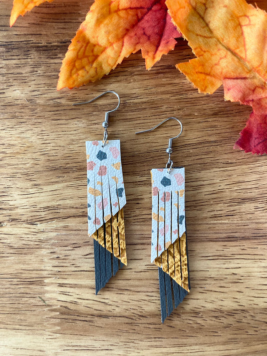 Fall Terrazzo Fringe Earrings