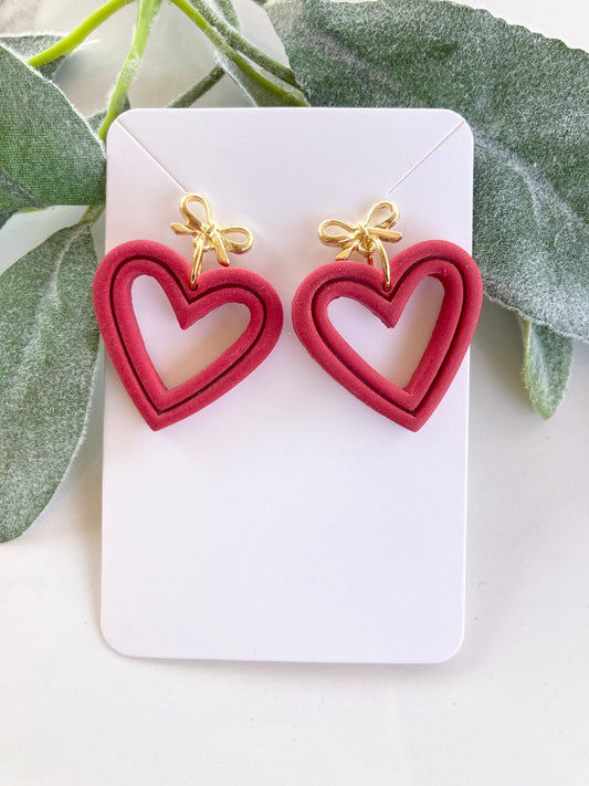 Red Heart Clay Earrings