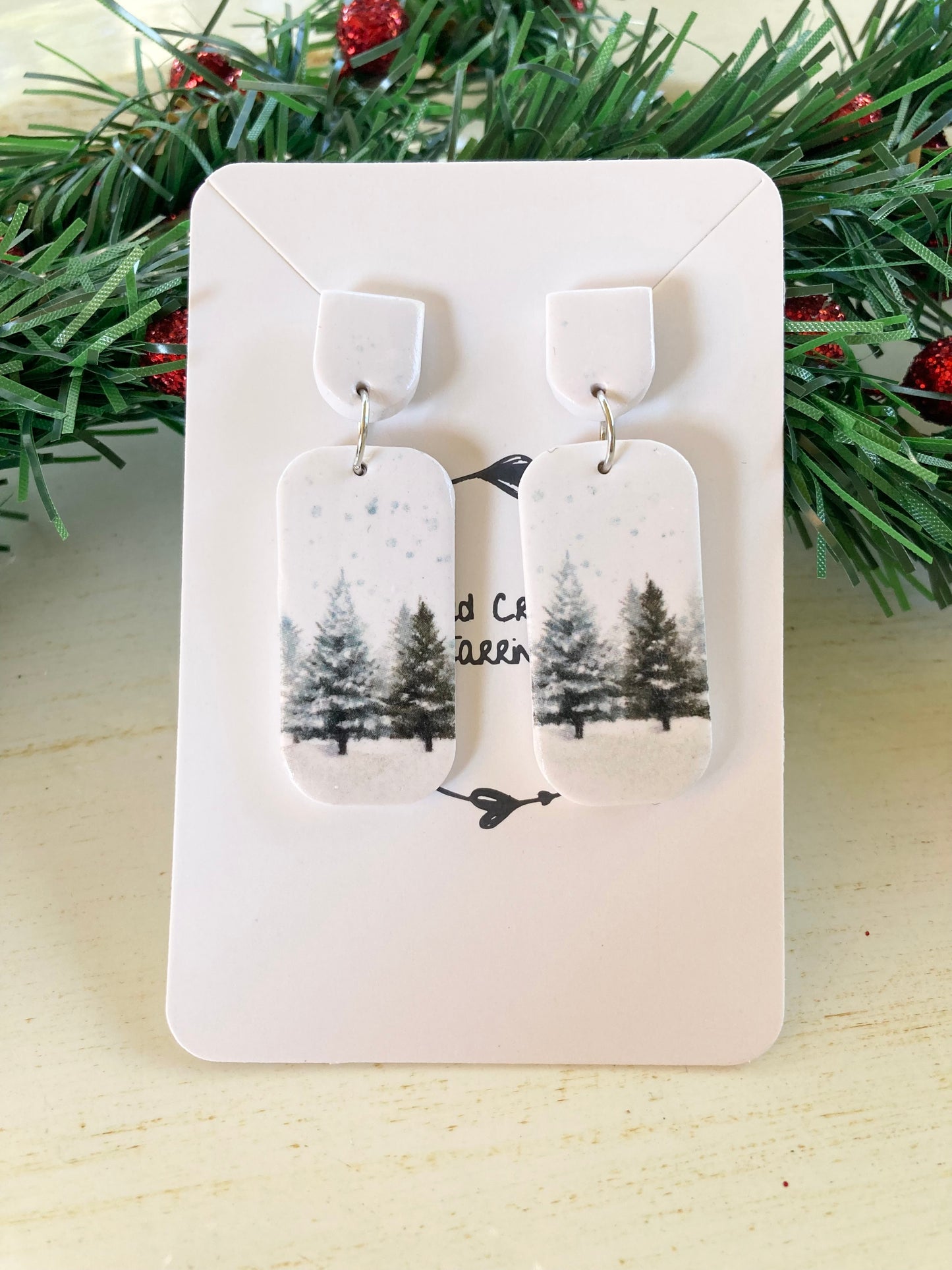 Clay Stud Winter Tree earrings