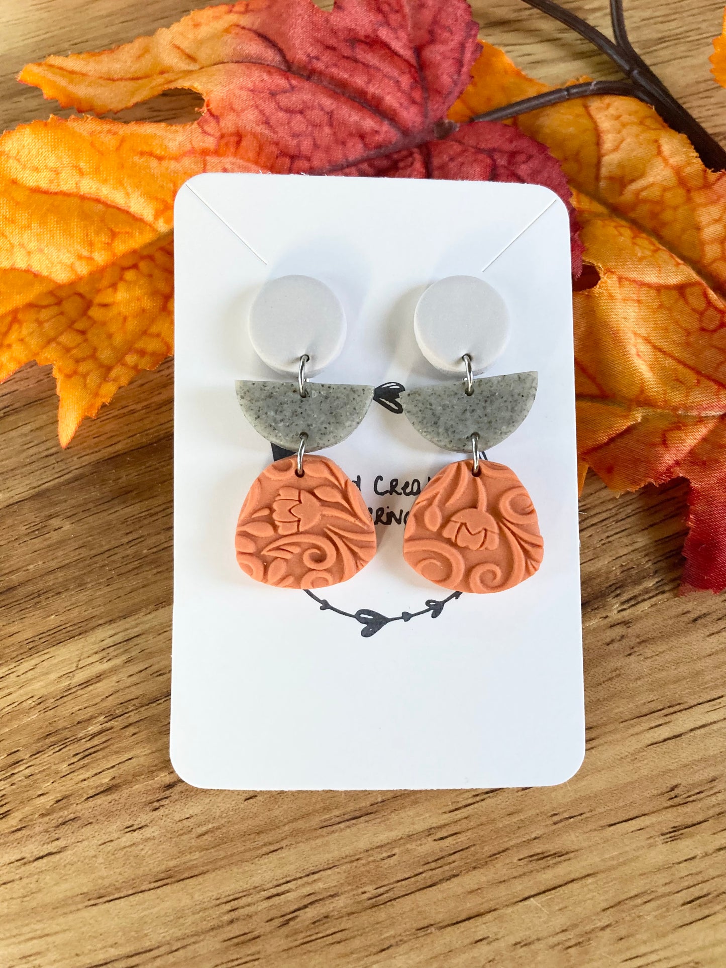 Orange and Gray Earrings