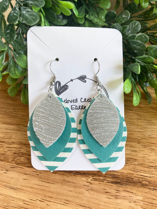 Teal Striped Earrings