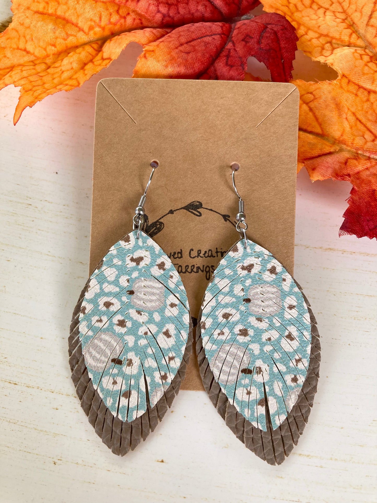 Pumpkin Leopard Fringe Earrings