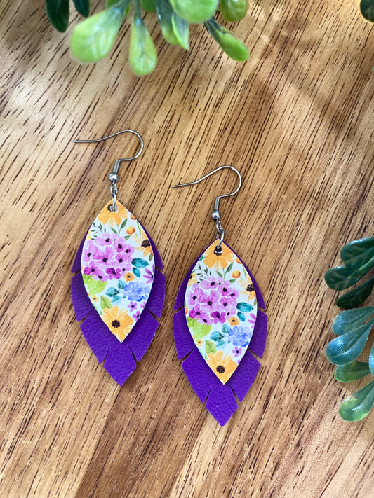 Purple Floral Earrings