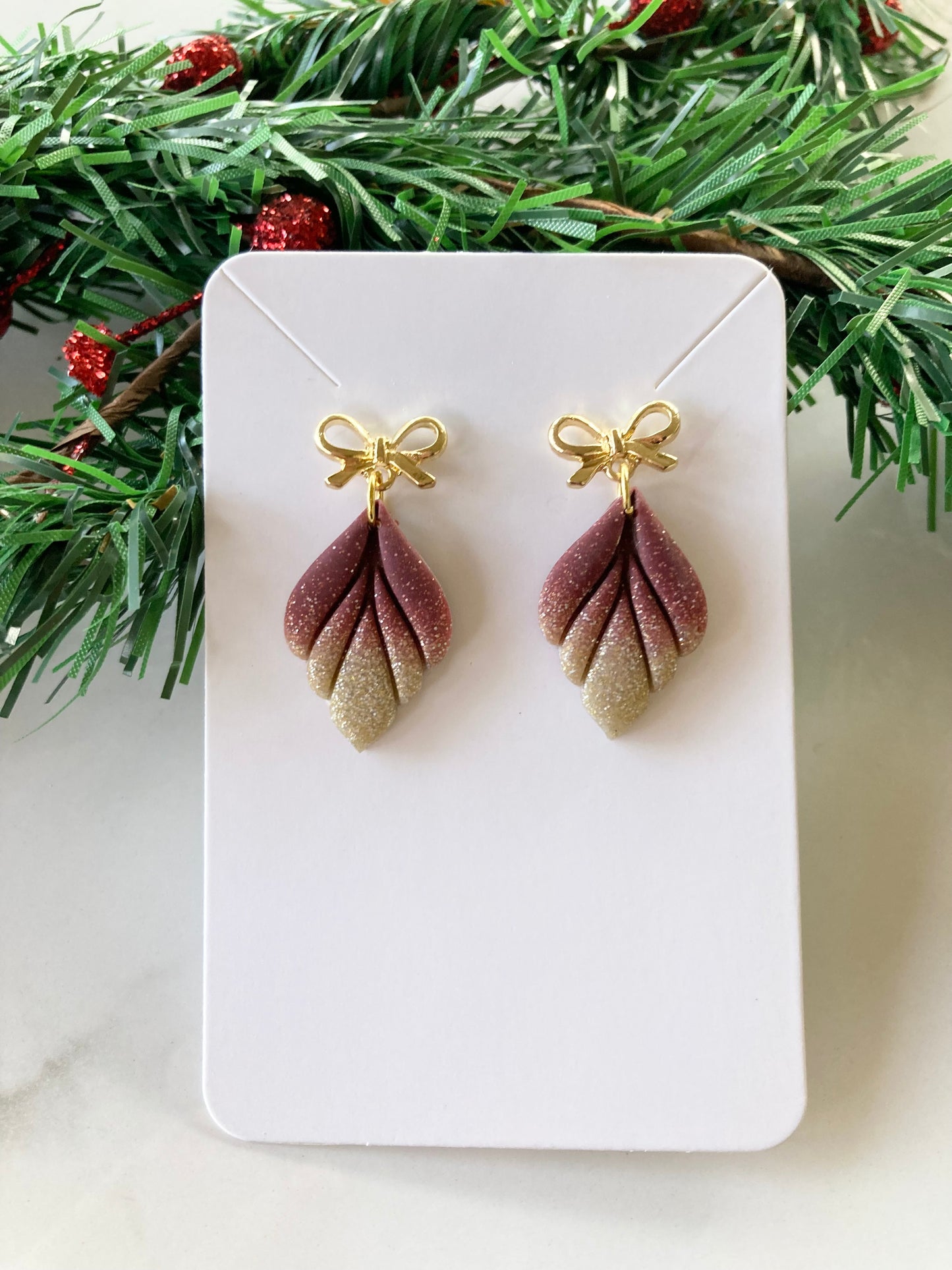 Red and Gold Clay Earrings