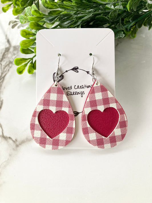Plaid Heart Earrings