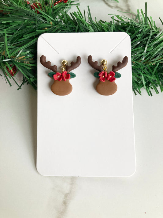 Floral Reindeer Earrings