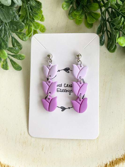Purple Clay Tulip Earrings
