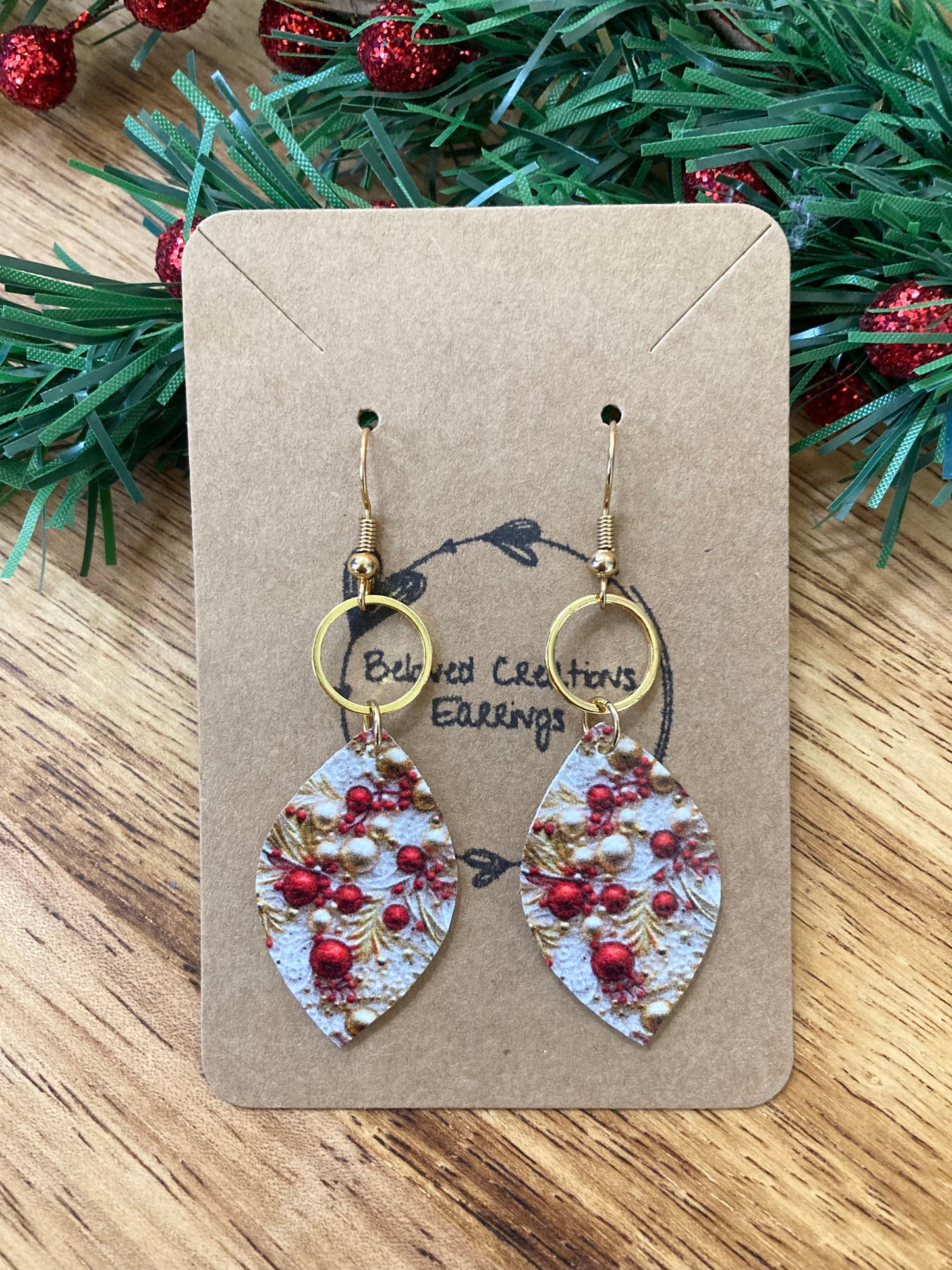 Red and Gold Ornament Earrings
