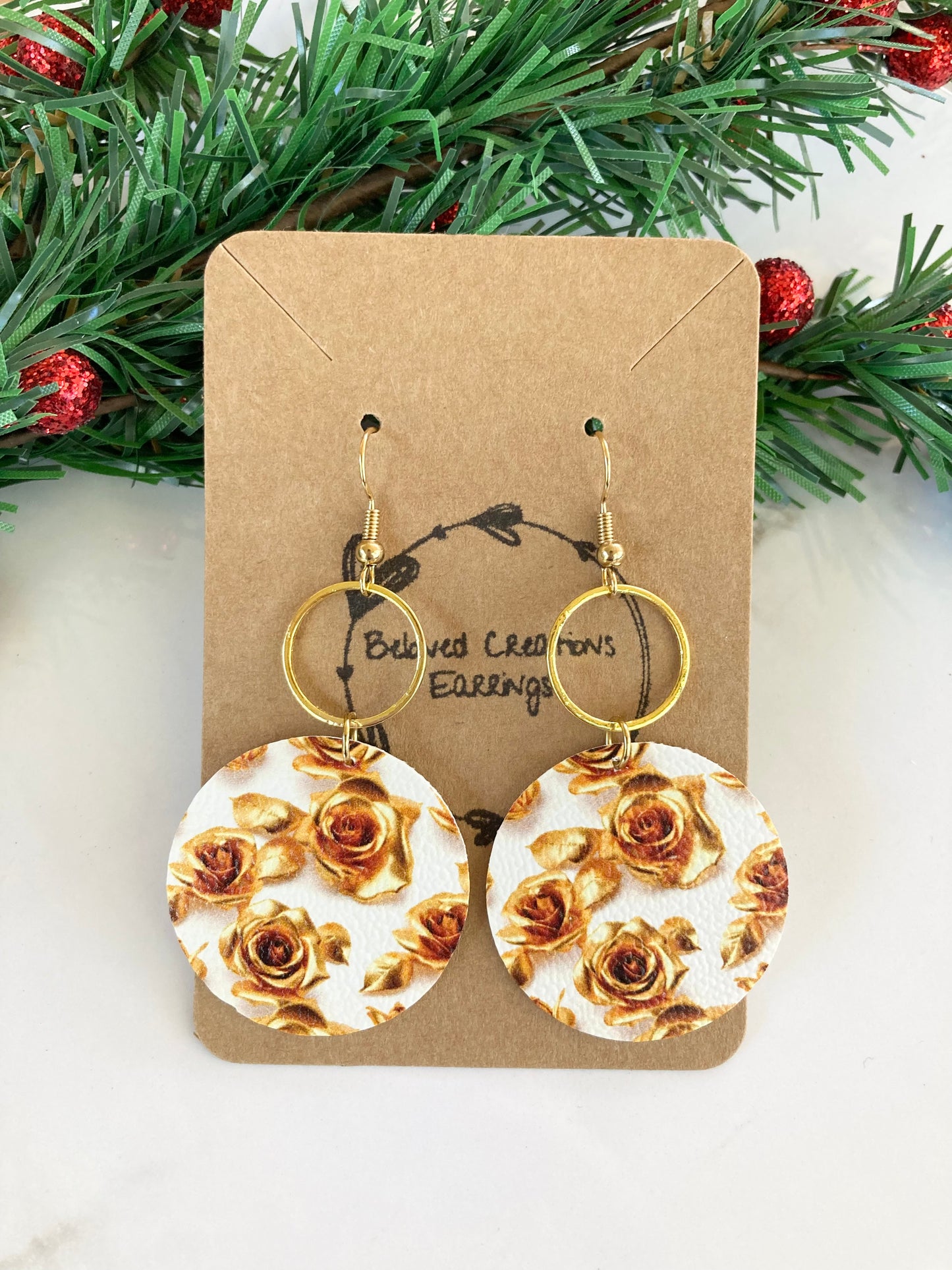 Gold Rose Earrings