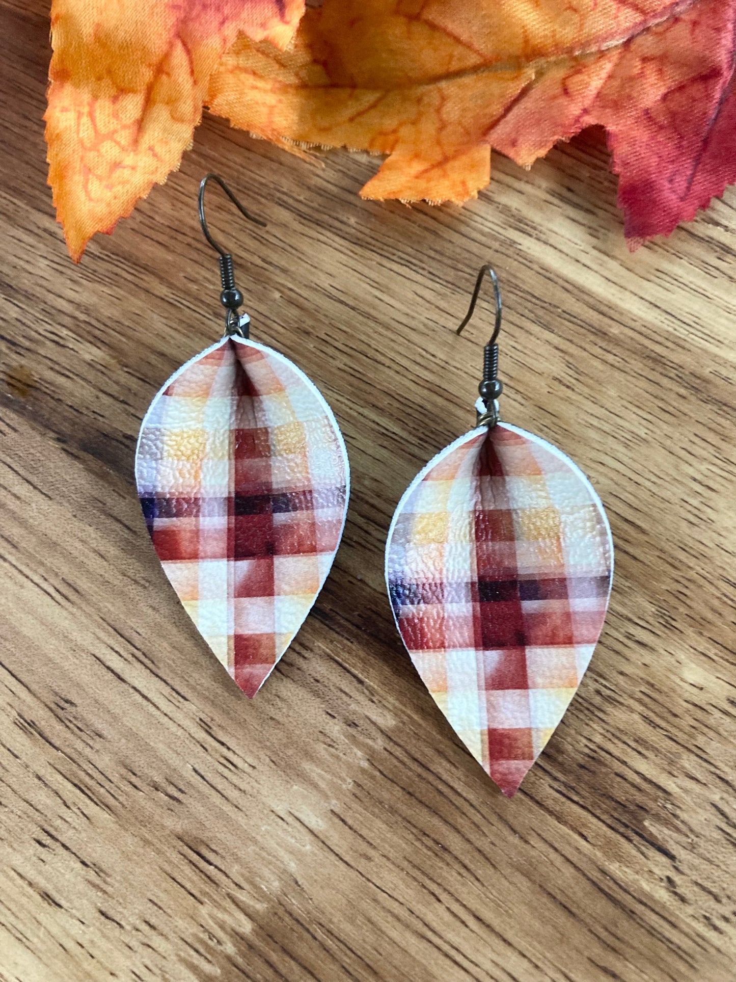 Pinched Fall Plaid Earrings