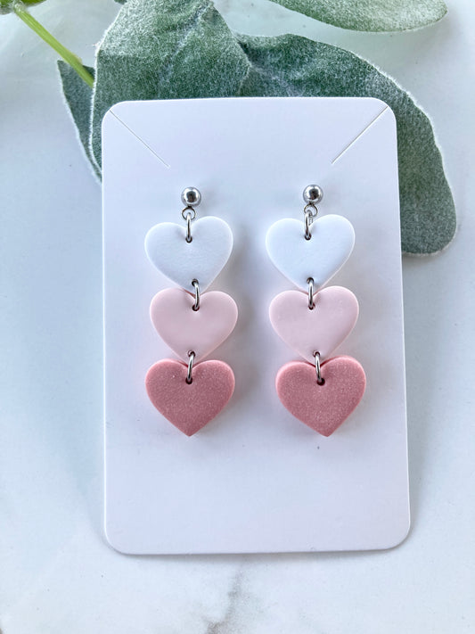 Pink Clay Heart Earrings