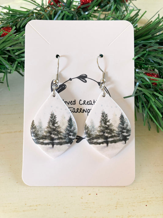 Clay Winter Tree Earrings