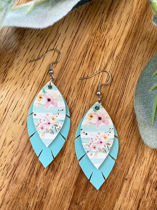 Light Blue Floral Earrings