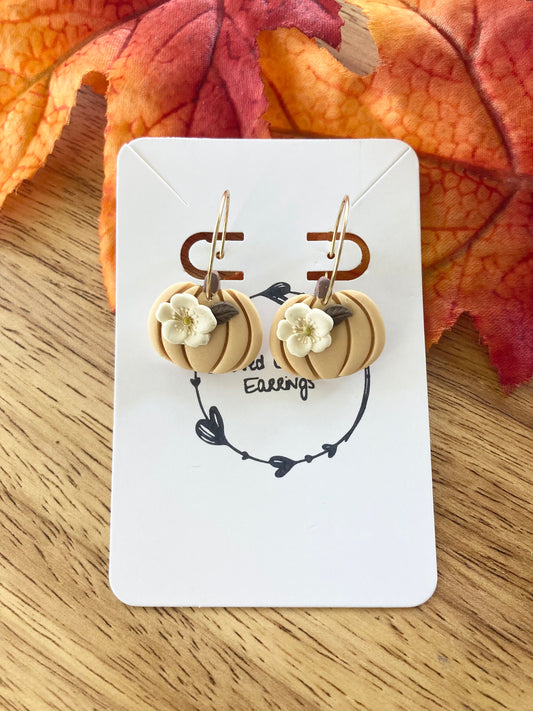Tan Clay Pumpkin Earrings