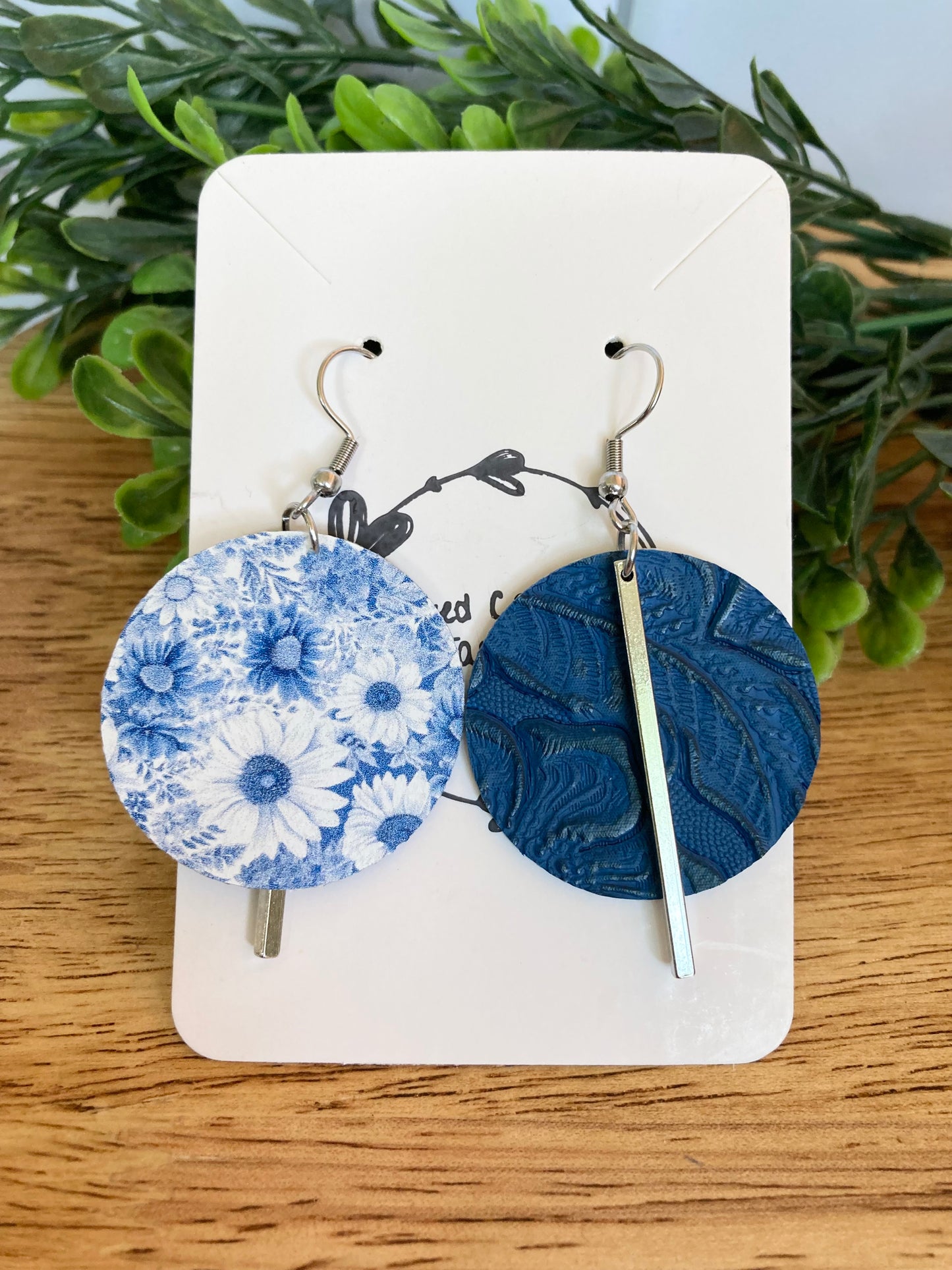 Blue Circle Earrings