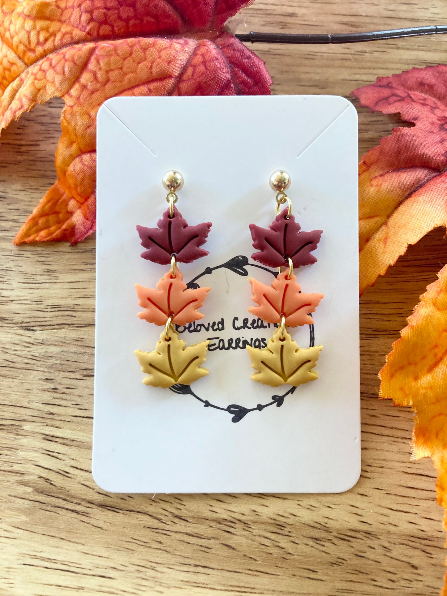 Fall Colored Clay Leaves Earrings