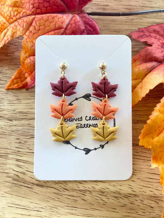 Fall Colored Clay Leaves Earrings