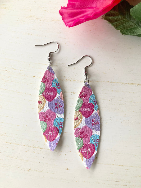 Fringe Conversation Heart Earrings