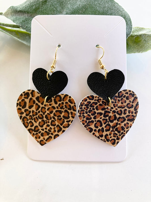 Leopard Heart Earrings