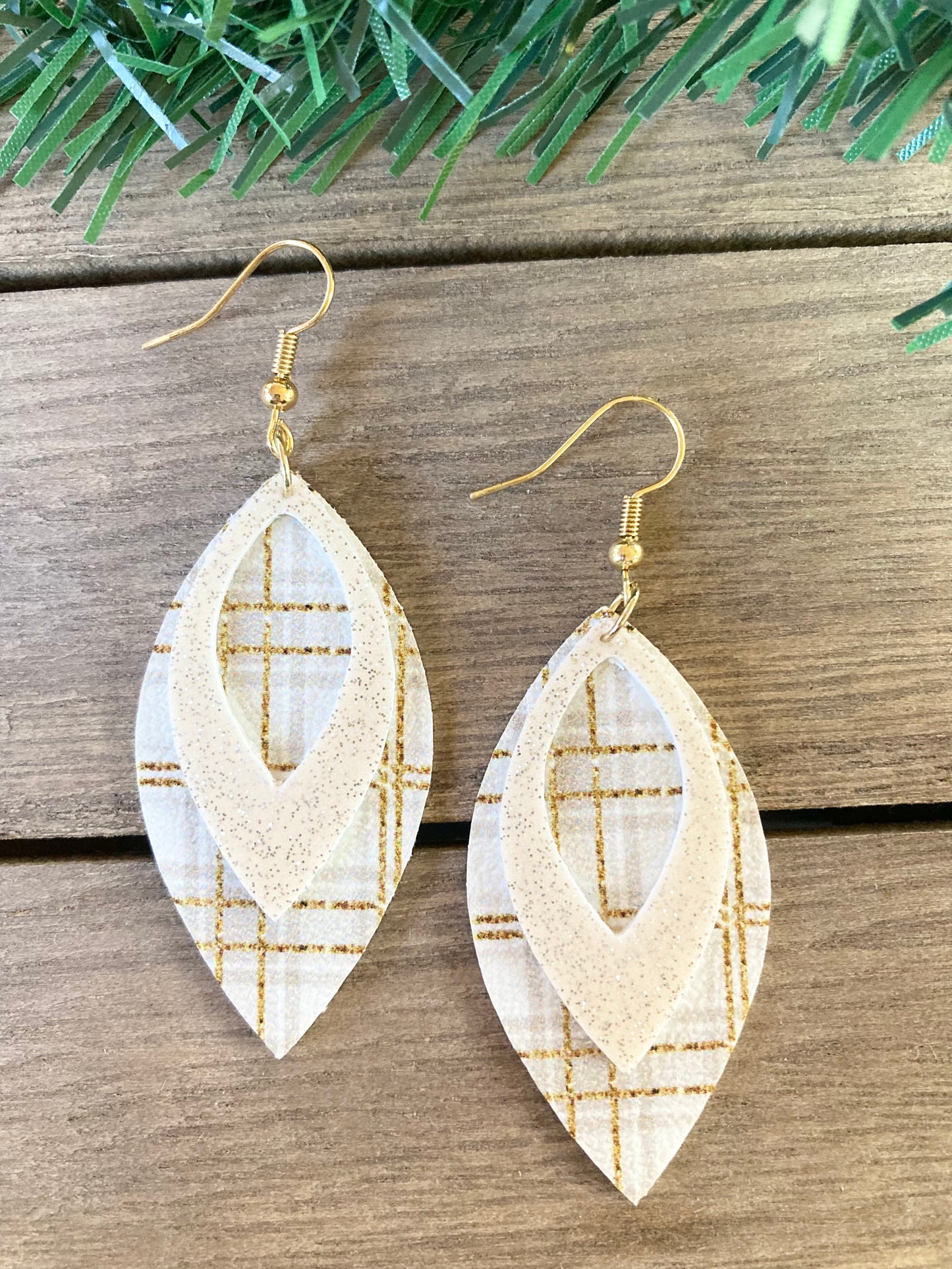 Golden Plaid Earrings