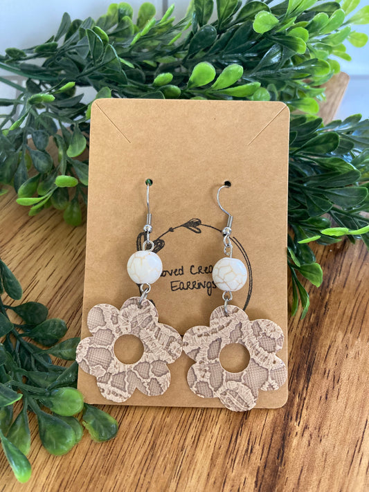 Beaded Lace Flower Earrings