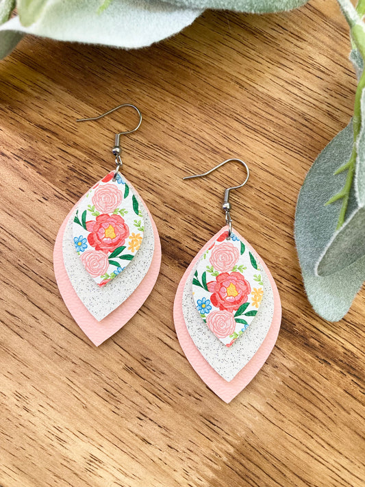 Peach Floral Earrings