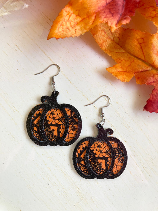 Orange and Black Pumpkin Earrings