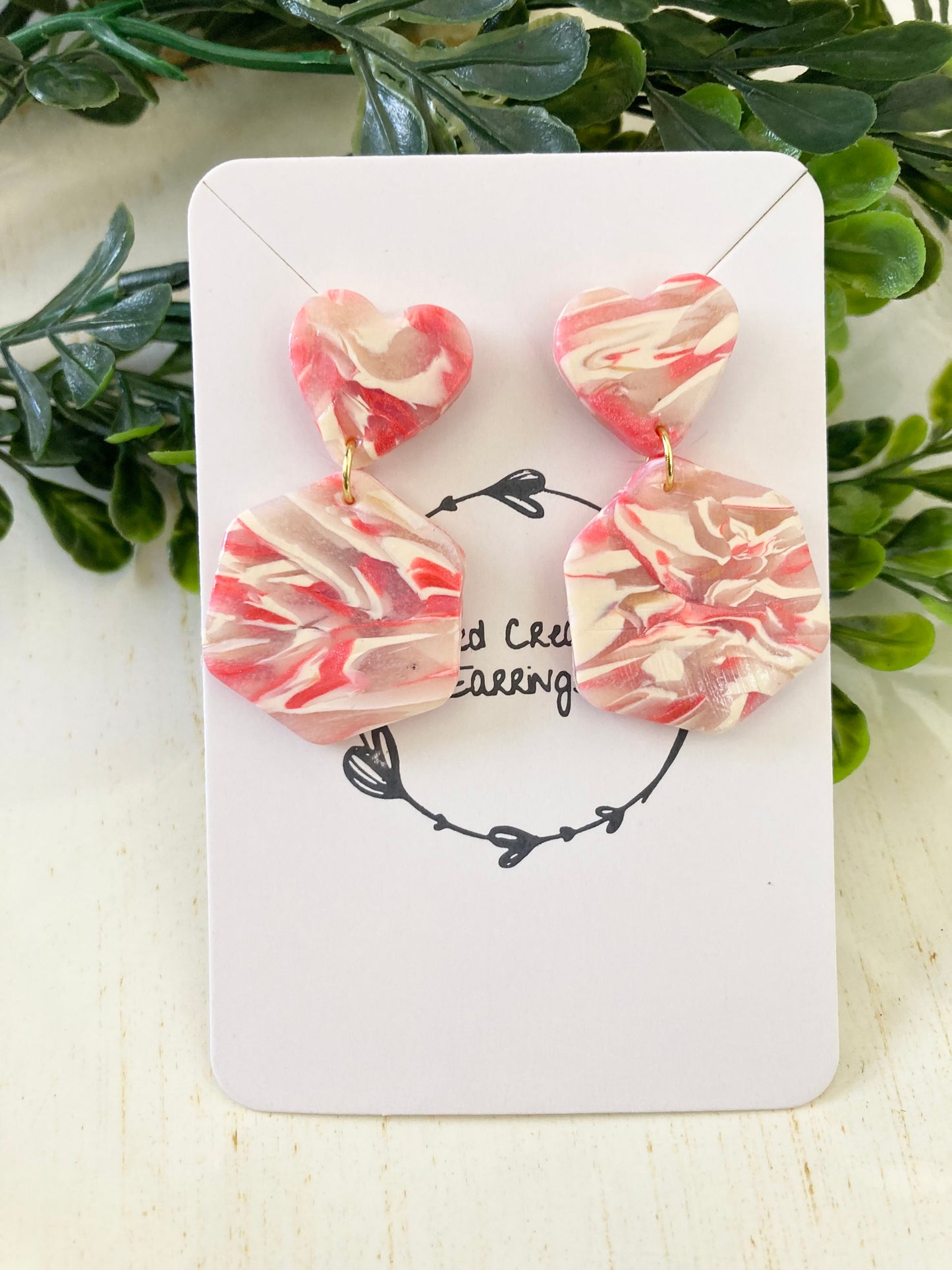 Valentines Marble Clay Earrings