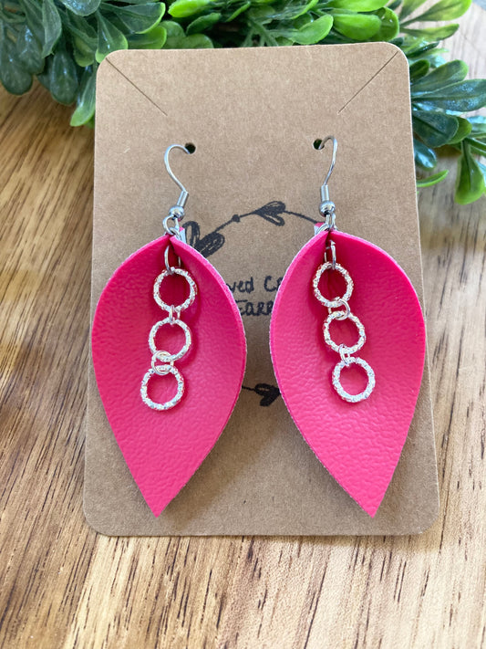 Bright Pink Pinched Earrings