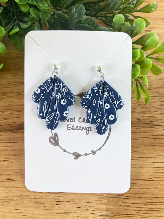 Blue and White Clay Earrings
