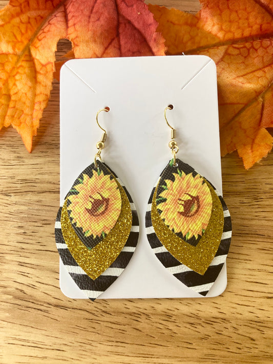 Striped Sunflower Earrings