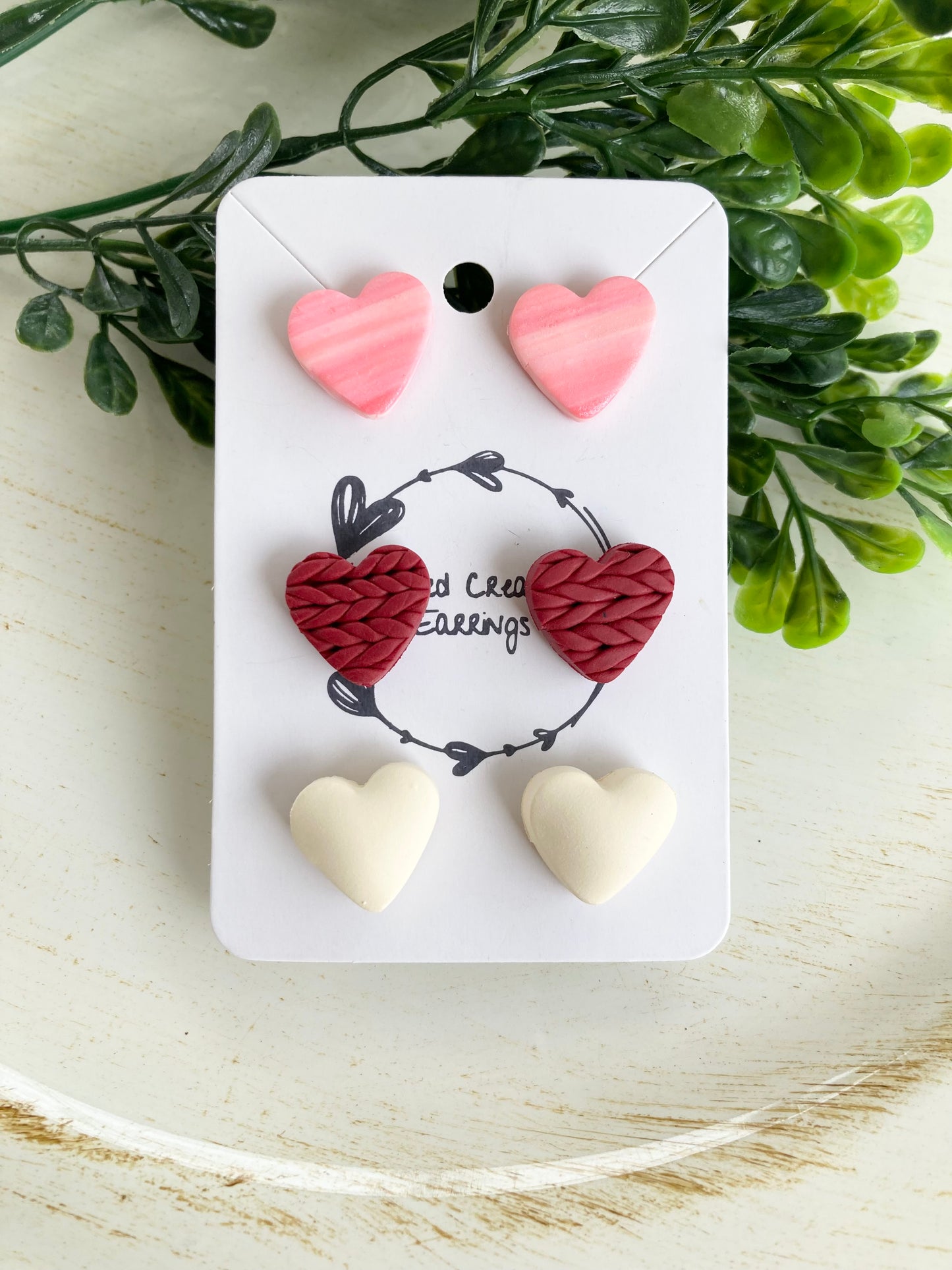 Clay Heart Stud Earrings