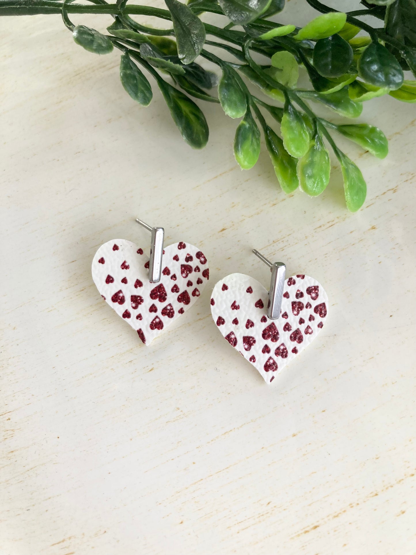 White Heart Earrings