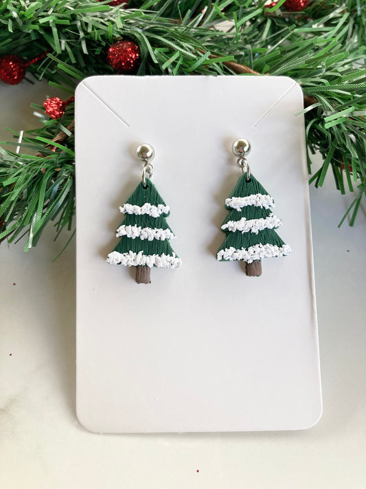 Snow Tree Clay Earrings