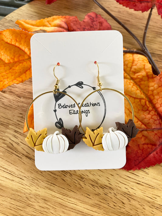 Yellow and Brown Fall Hoop Earrings