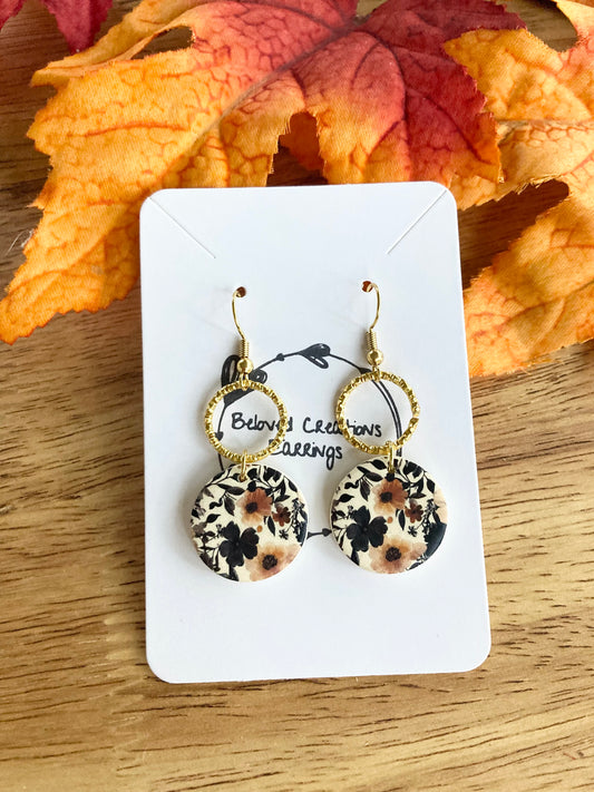 Clay Fall Floral Hoop Earrings