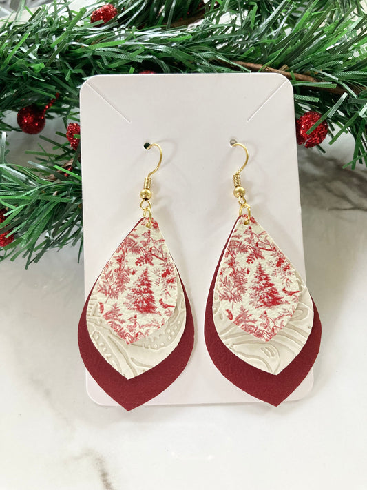 Vintage Red Layered Earrings