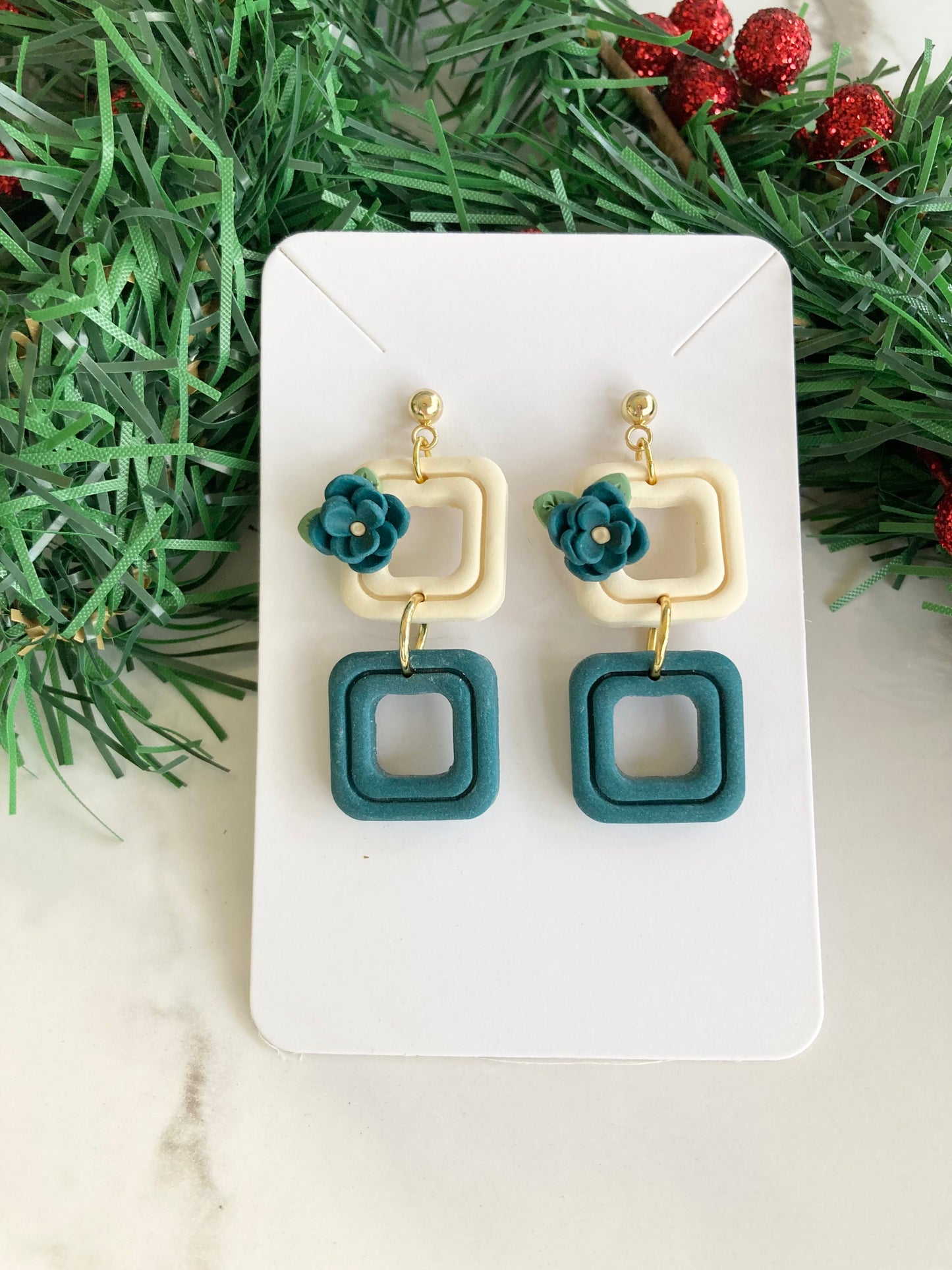 Winter Clay Flower Earrings