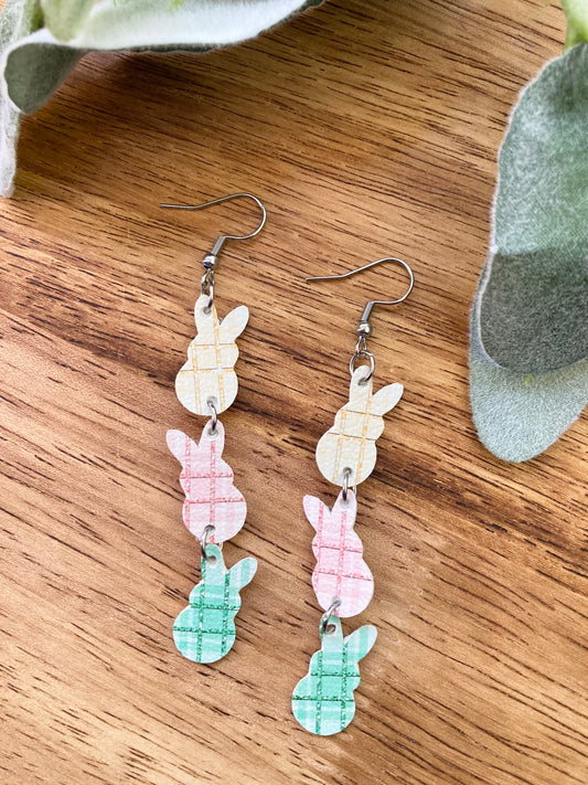 Plaid Marshmallow Bunny earrings